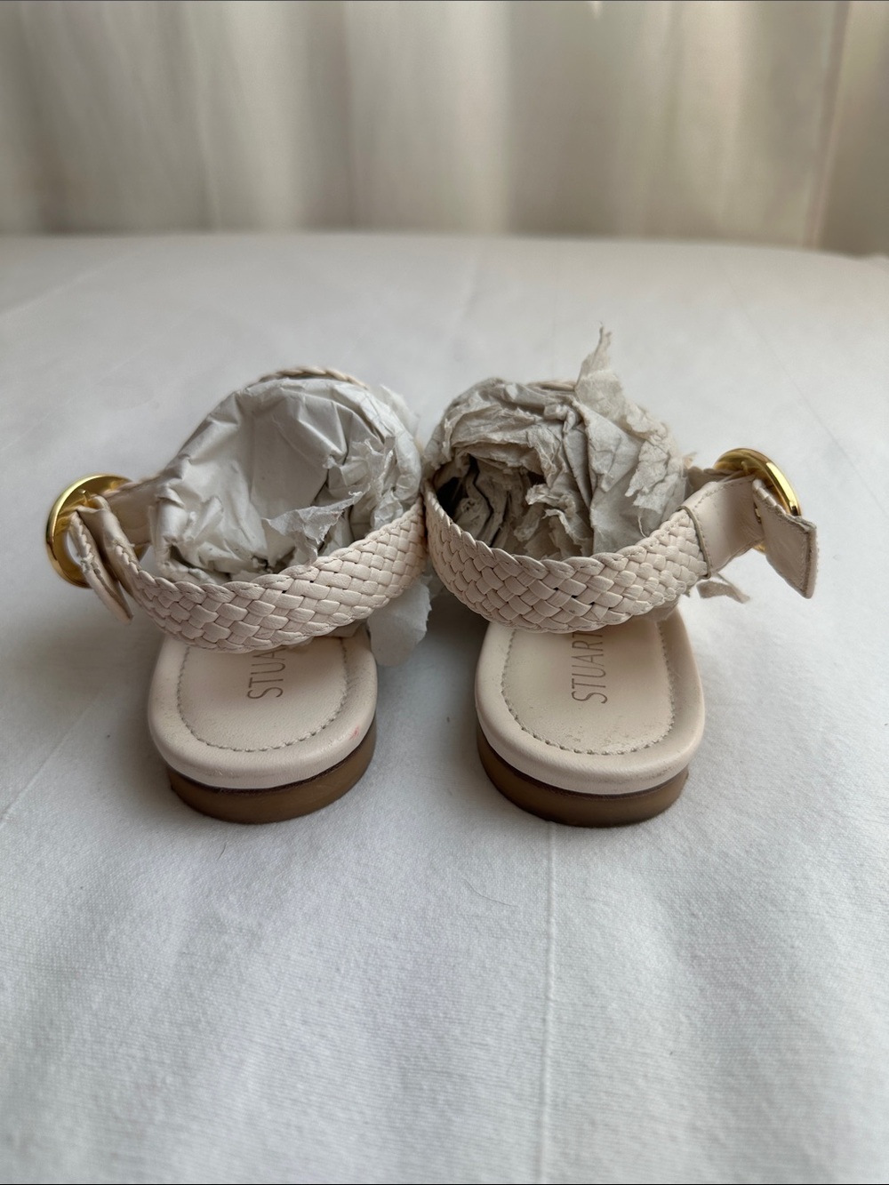 Stuart Weitzman Cream Braided Strap Sandals - Picture 4 of 7